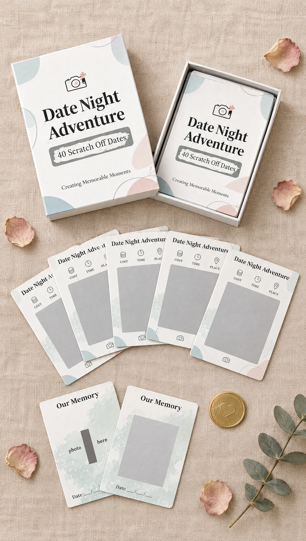 Everything inside the Date Night Adventure card deck