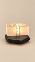 Levitating money lamp floating above its base
